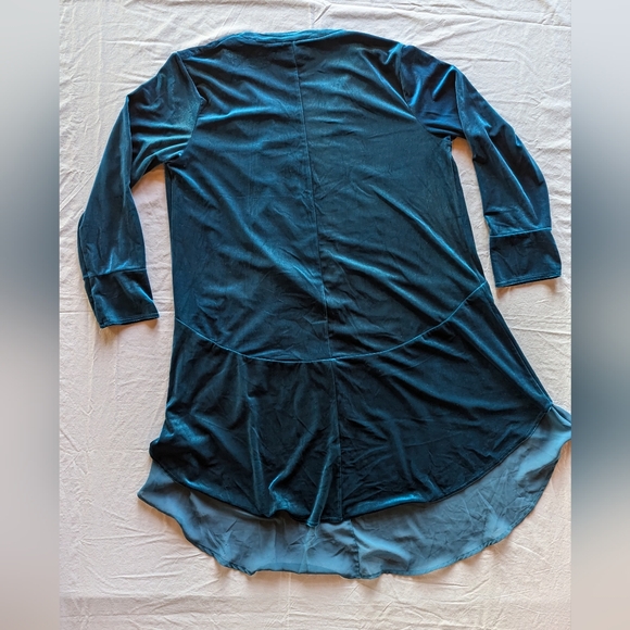 R. Vivimos Teal Velvet Velour Long Cardigan Kimono XL - Picture 6 of 6